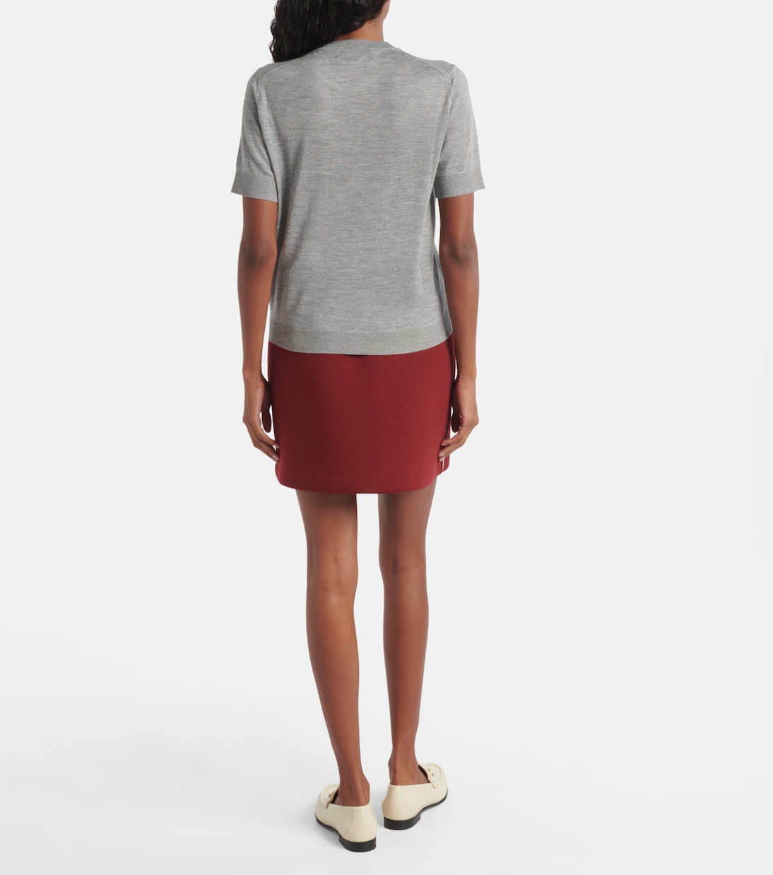 T-shirt in maglia di cashmere e seta con logo | Gucci