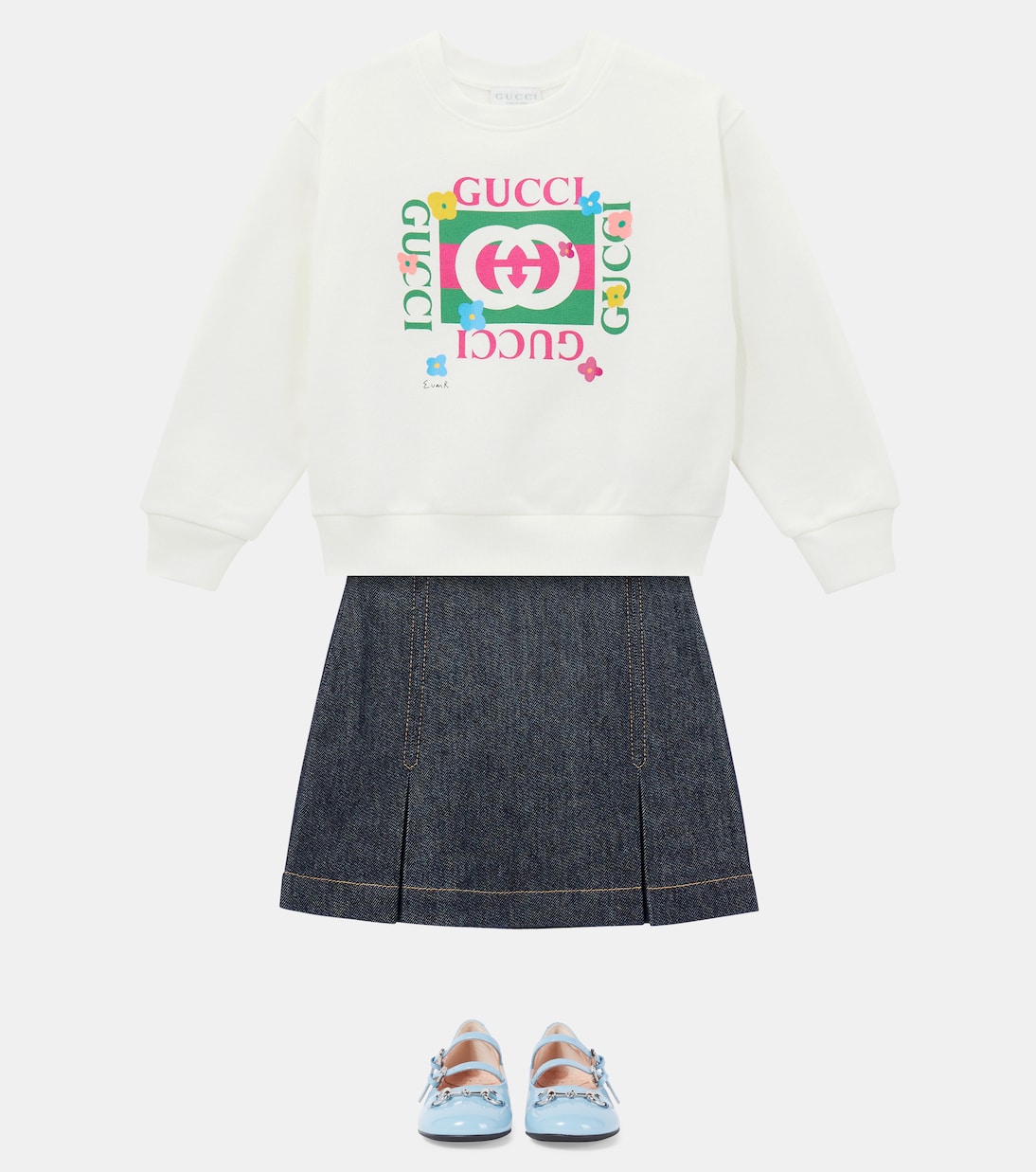 Horsebit denim skirt | Gucci Kids