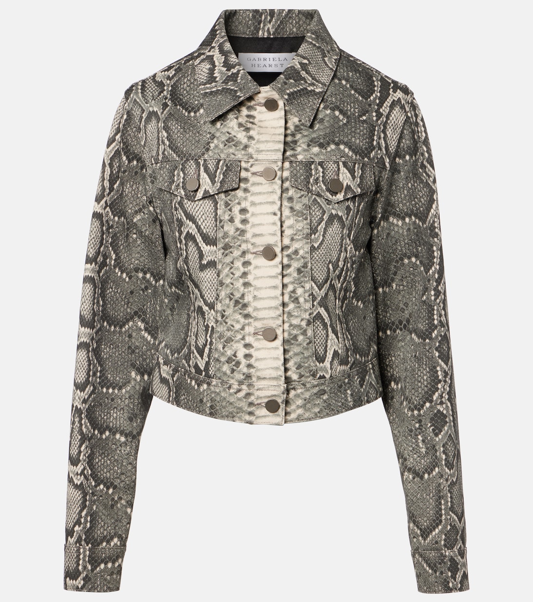 Bronte snake-print cropped denim jacket | Gabriela Hearst
