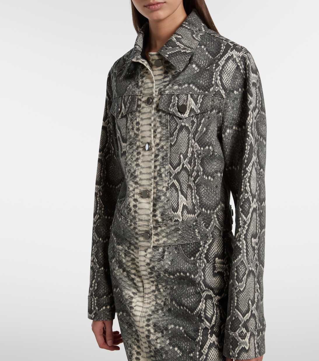 Bronte snake-print cropped denim jacket | Gabriela Hearst