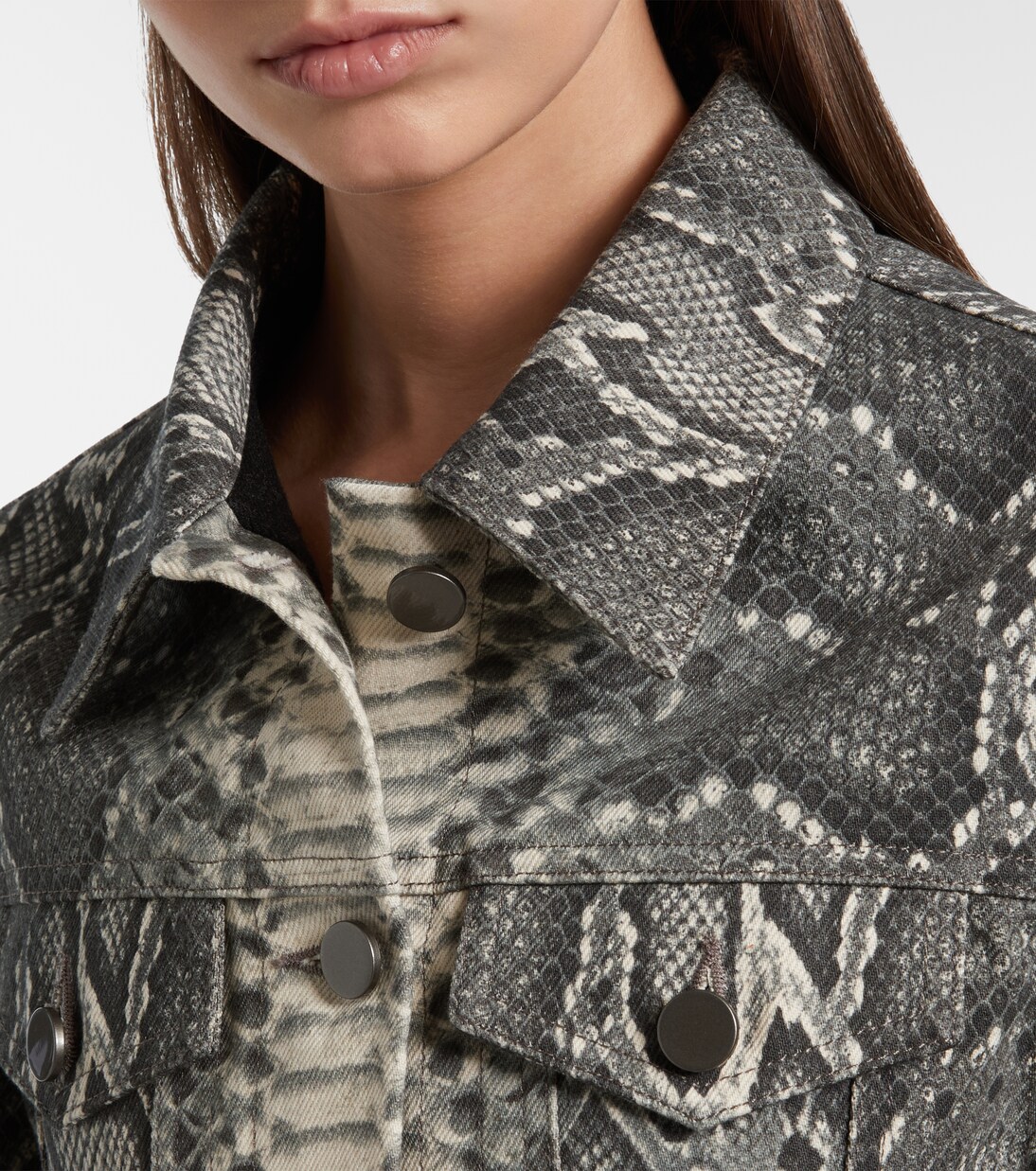 Bronte snake-print cropped denim jacket | Gabriela Hearst