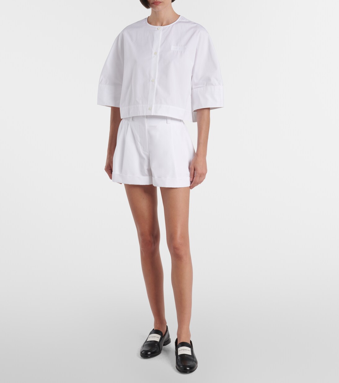 Logo cropped cotton poplin shirt | Givenchy