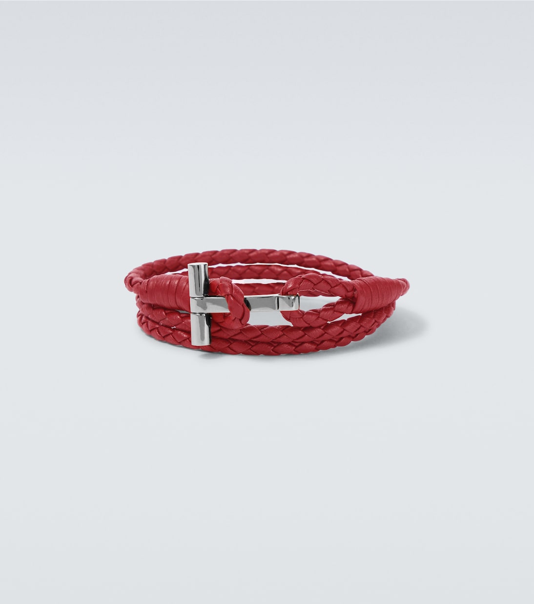 Bracelet T en cuir tressé | Tom Ford