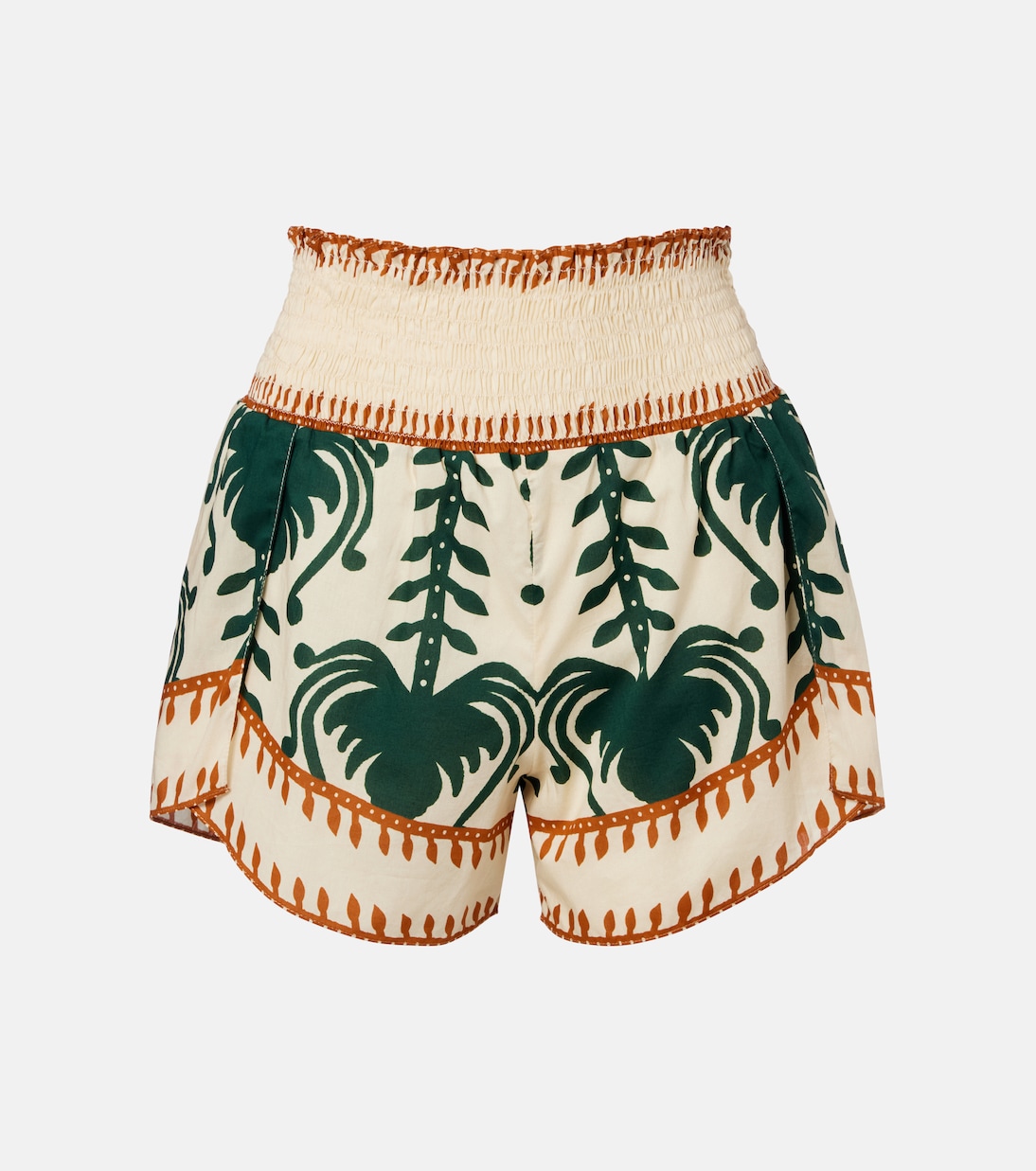 Printed shirred cotton shorts | Johanna Ortiz