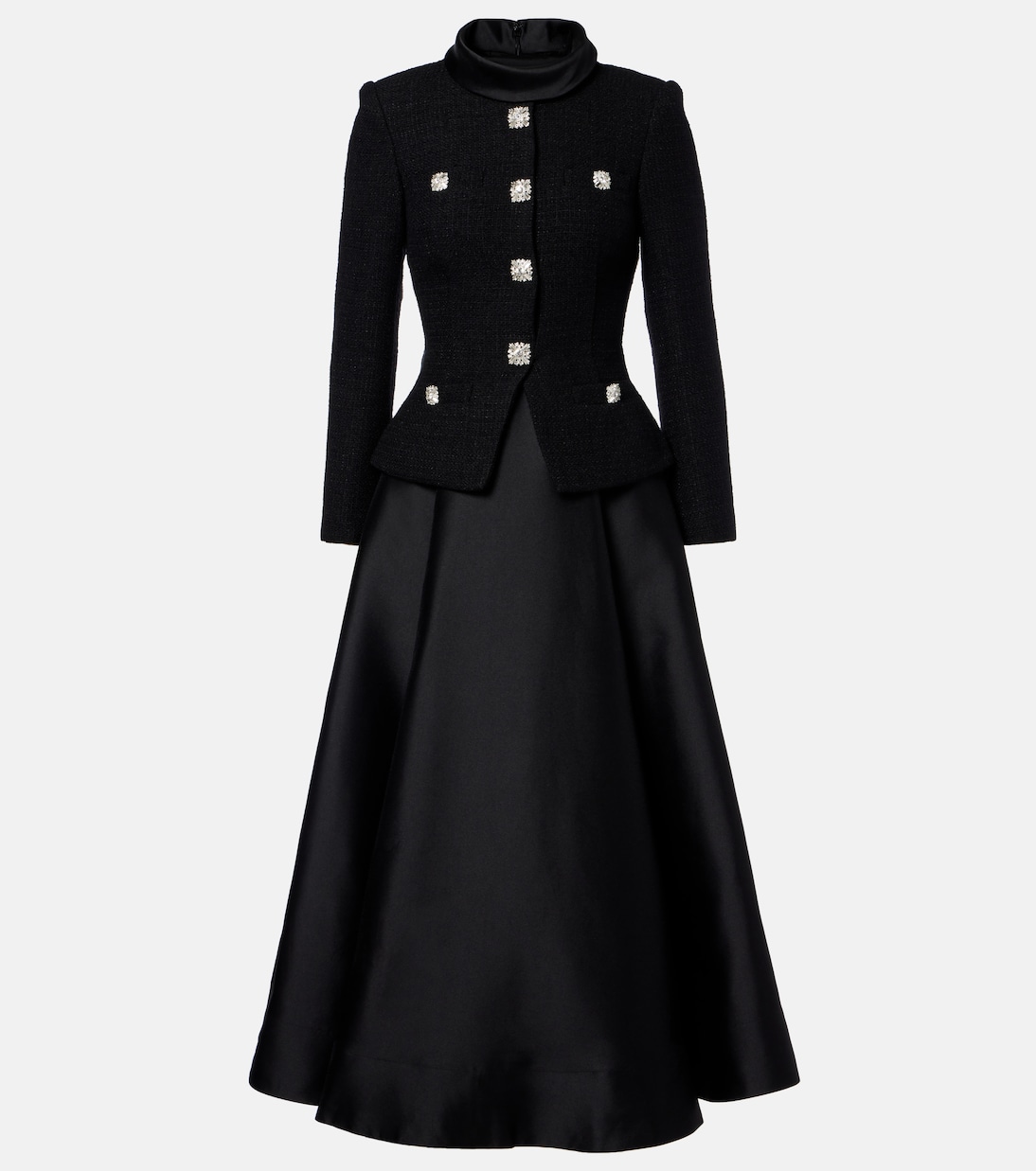 Midikleid aus Bouclé und Taft | Self-Portrait