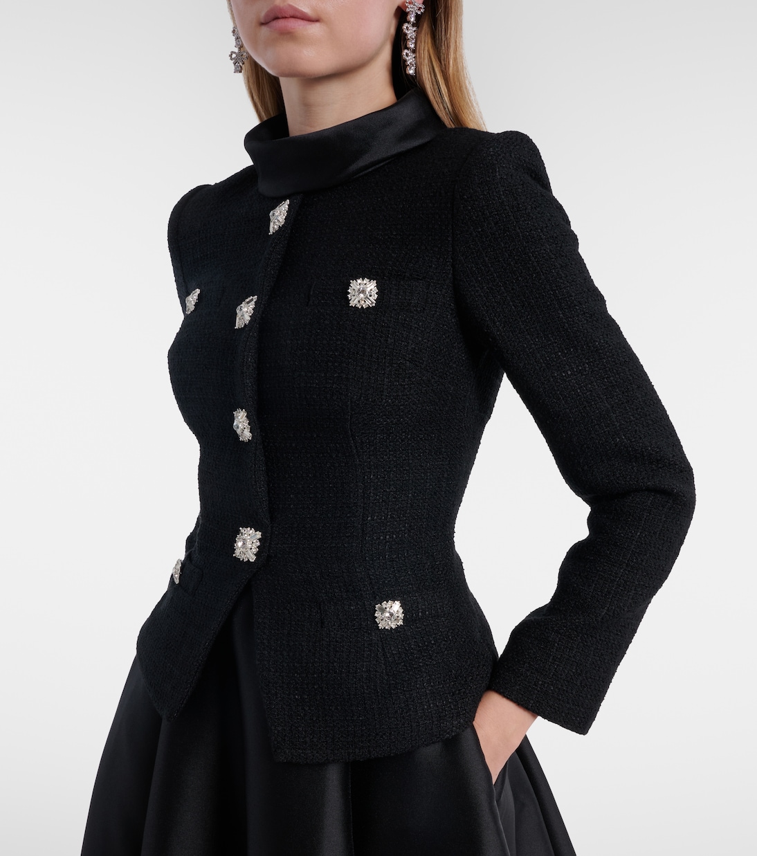 Midikleid aus Bouclé und Taft | Self-Portrait