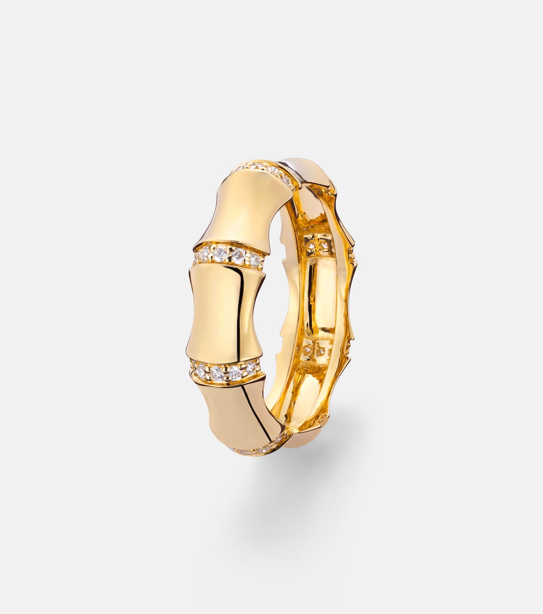 Bamboo Resort 14kt gold (585/1000) ring with diamonds | Stone and Strand