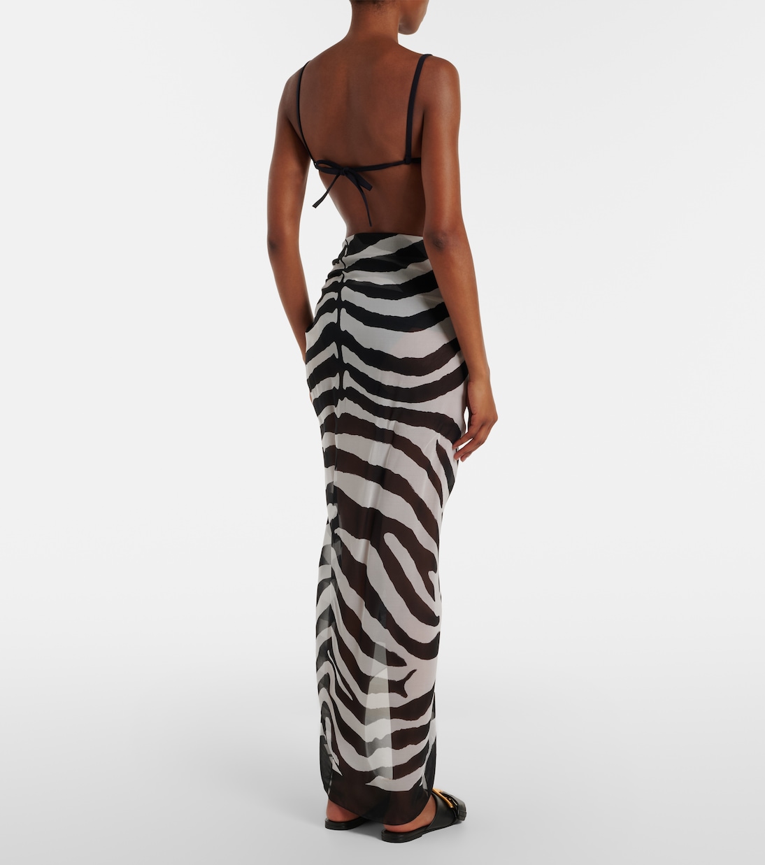 Zebra-print silk beach cover-up | Balmain