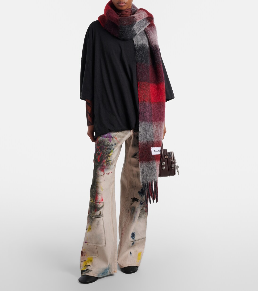 Eniko logo gathered cotton-blend jersey T-shirt | Acne Studios