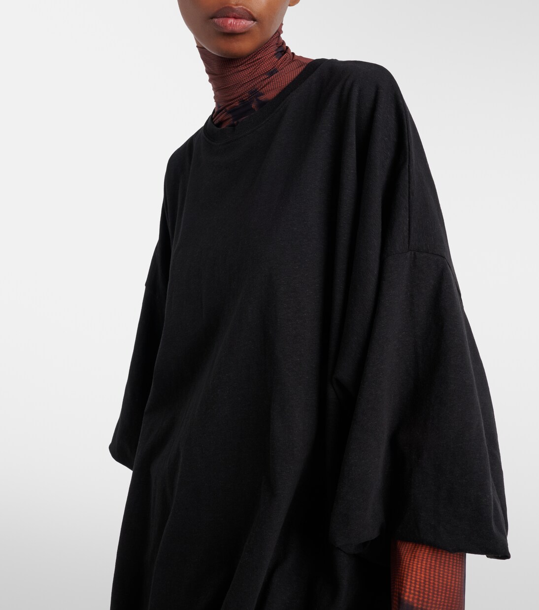 Eniko logo gathered cotton-blend jersey T-shirt | Acne Studios