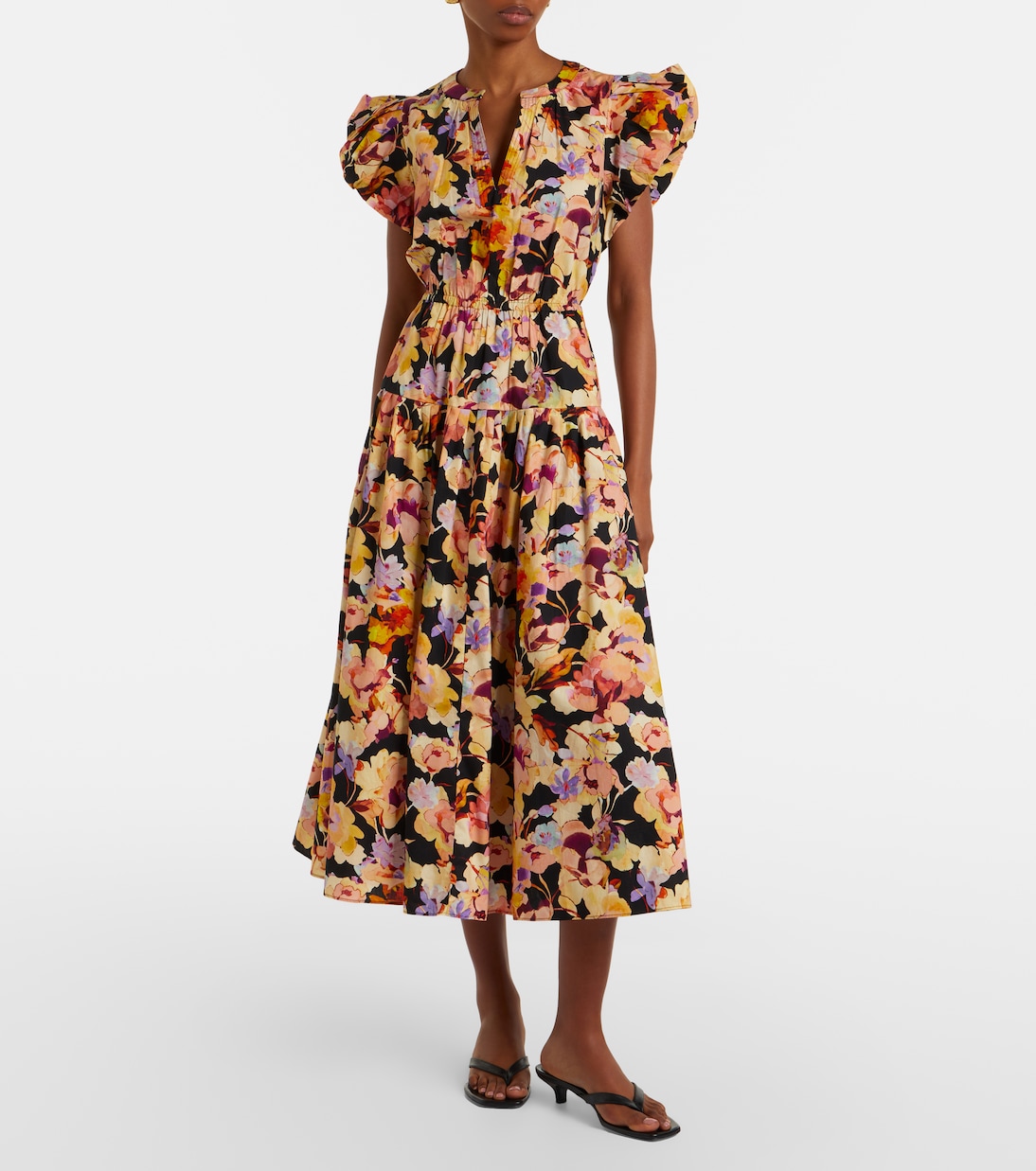 Vestido midi Marin en popelín de algodón de algodón | Ulla Johnson