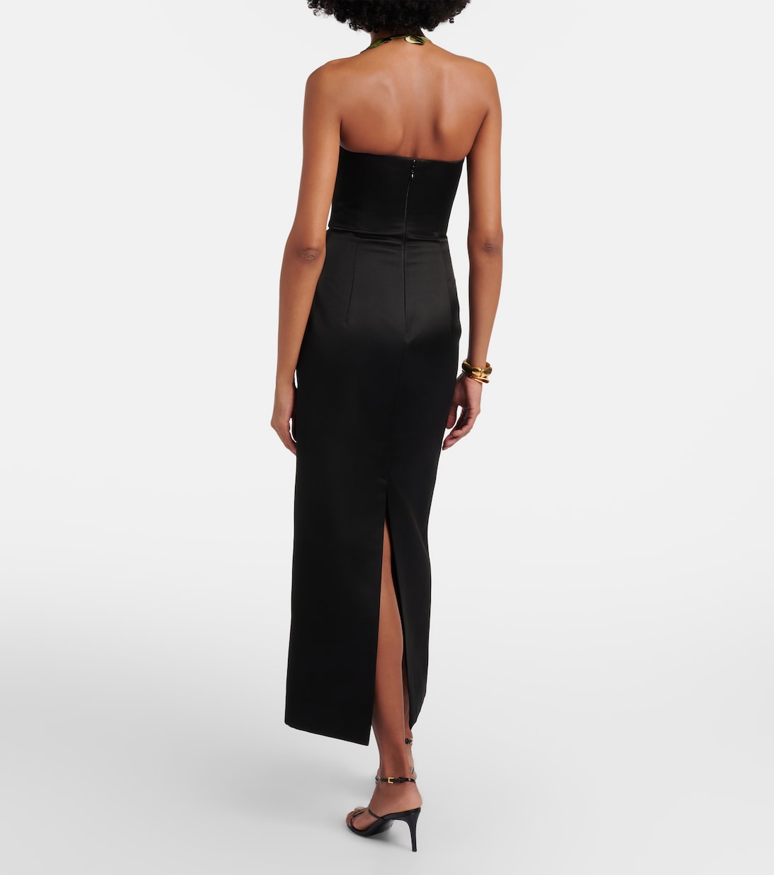 Abito lungo con applicazioni floreali | Leo Lin