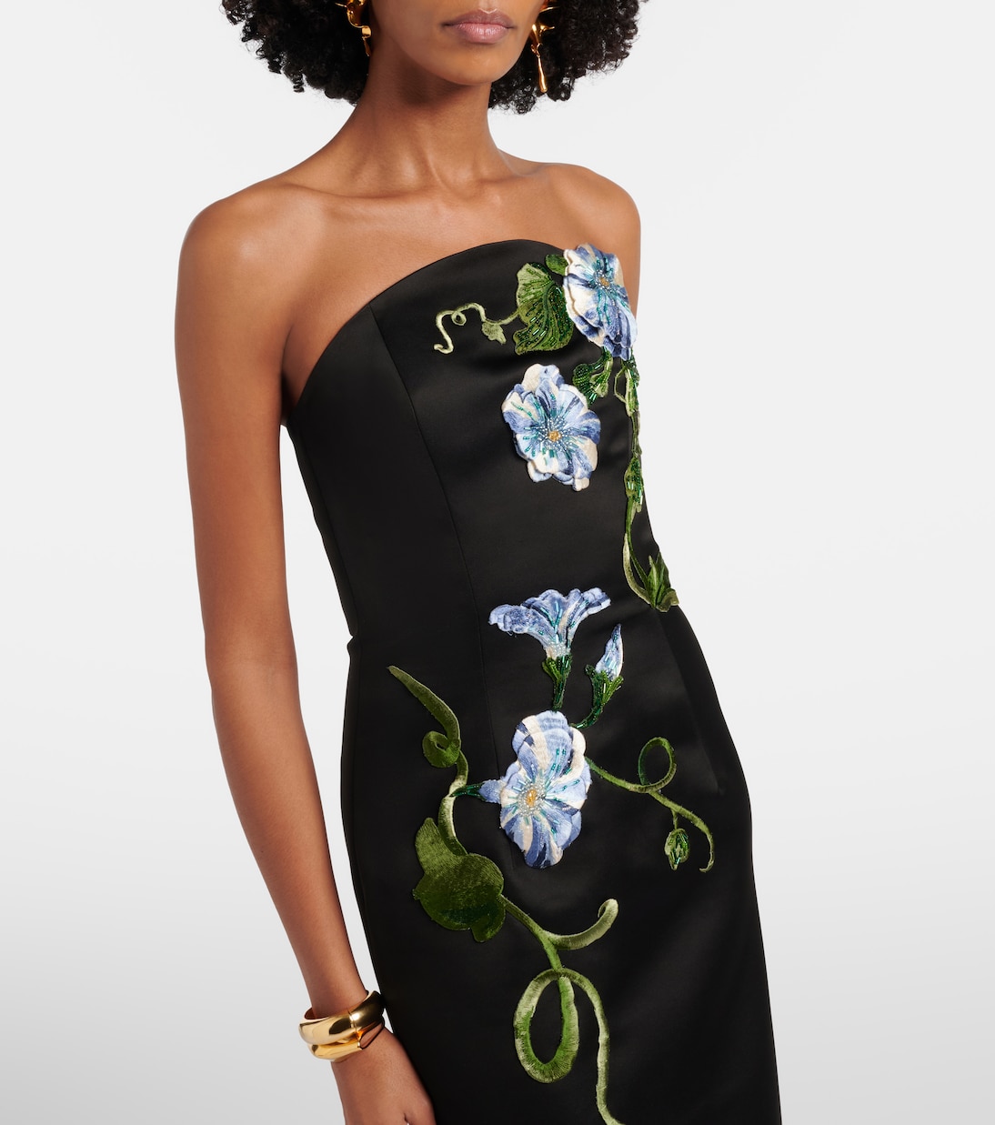 Abito lungo con applicazioni floreali | Leo Lin
