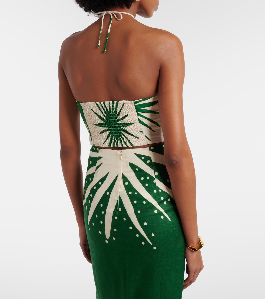 Top court Lodi en lin imprimé | Cala de la Cruz