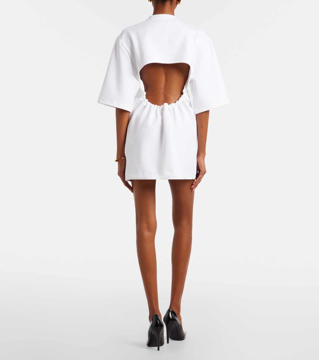 Open-back cotton-blend jersey minidress | Wardrobe.NYC