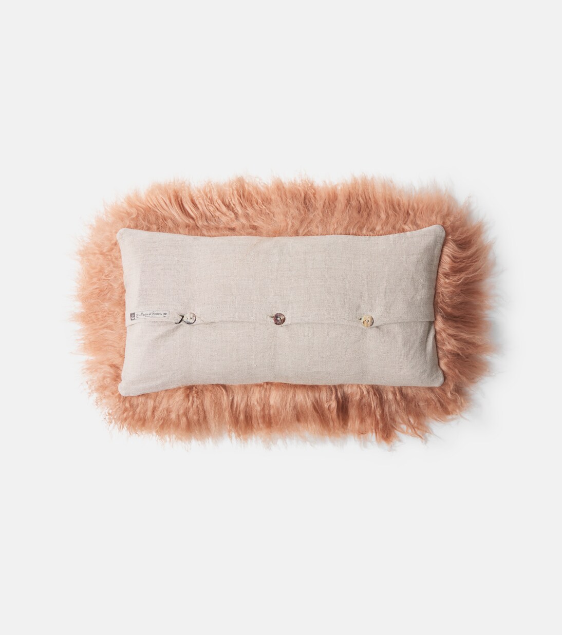 Shearling and linen cushion | Maison de Vacances