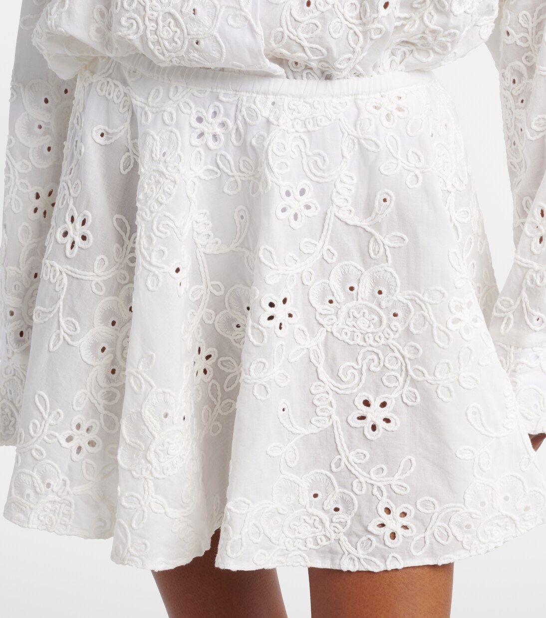 Broderie anglaise cotton miniskirt | Norma Kamali