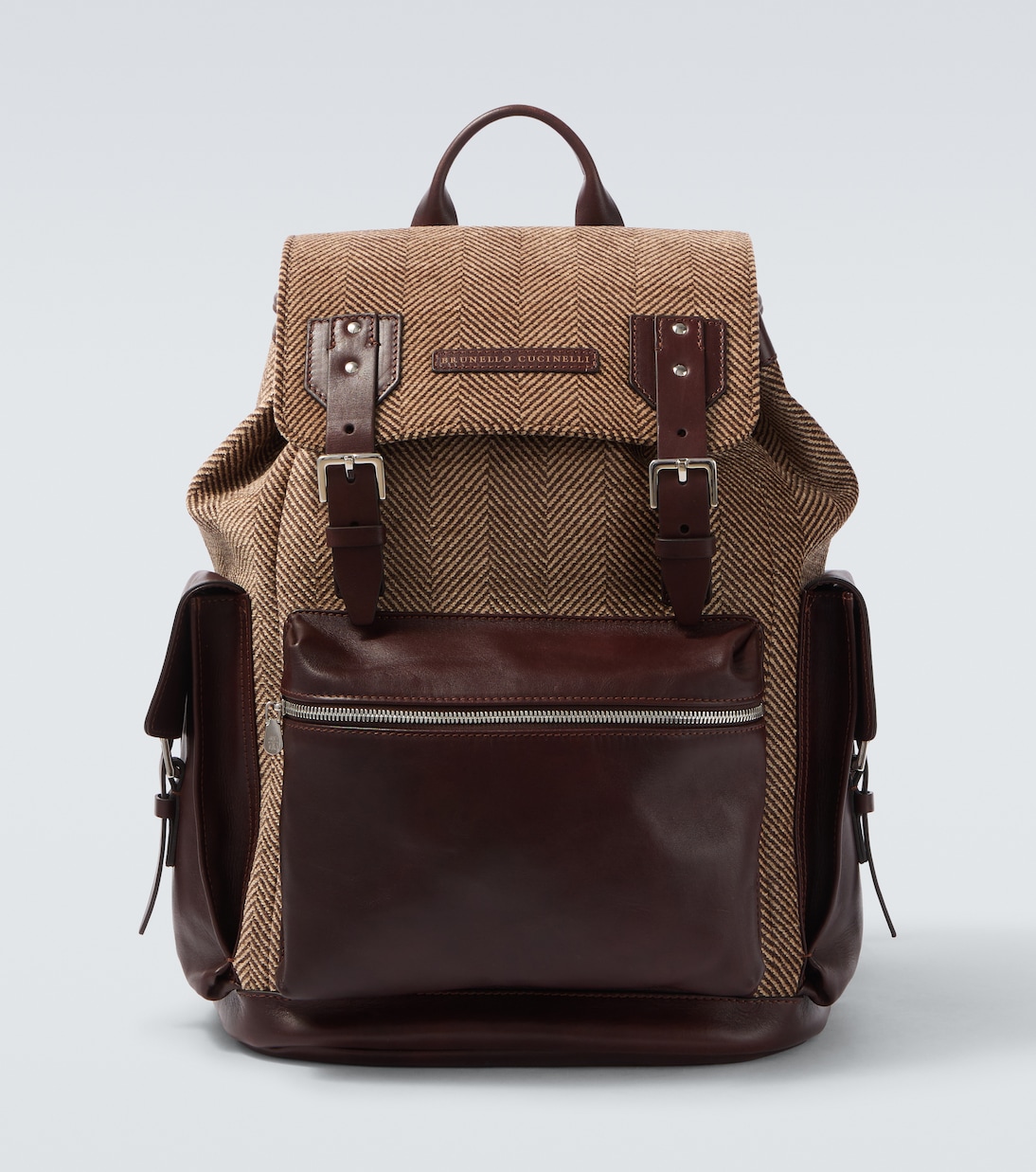 Leather-trimmed canvas backpack | Brunello Cucinelli