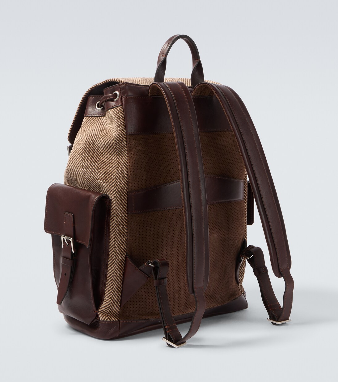 Leather-trimmed canvas backpack | Brunello Cucinelli