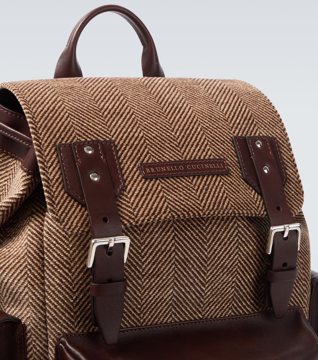 Leather-trimmed canvas backpack | Brunello Cucinelli