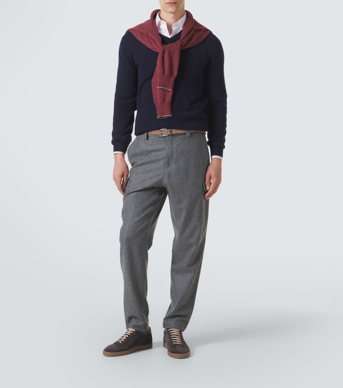 Leather-trimmed suede sneakers | Brunello Cucinelli