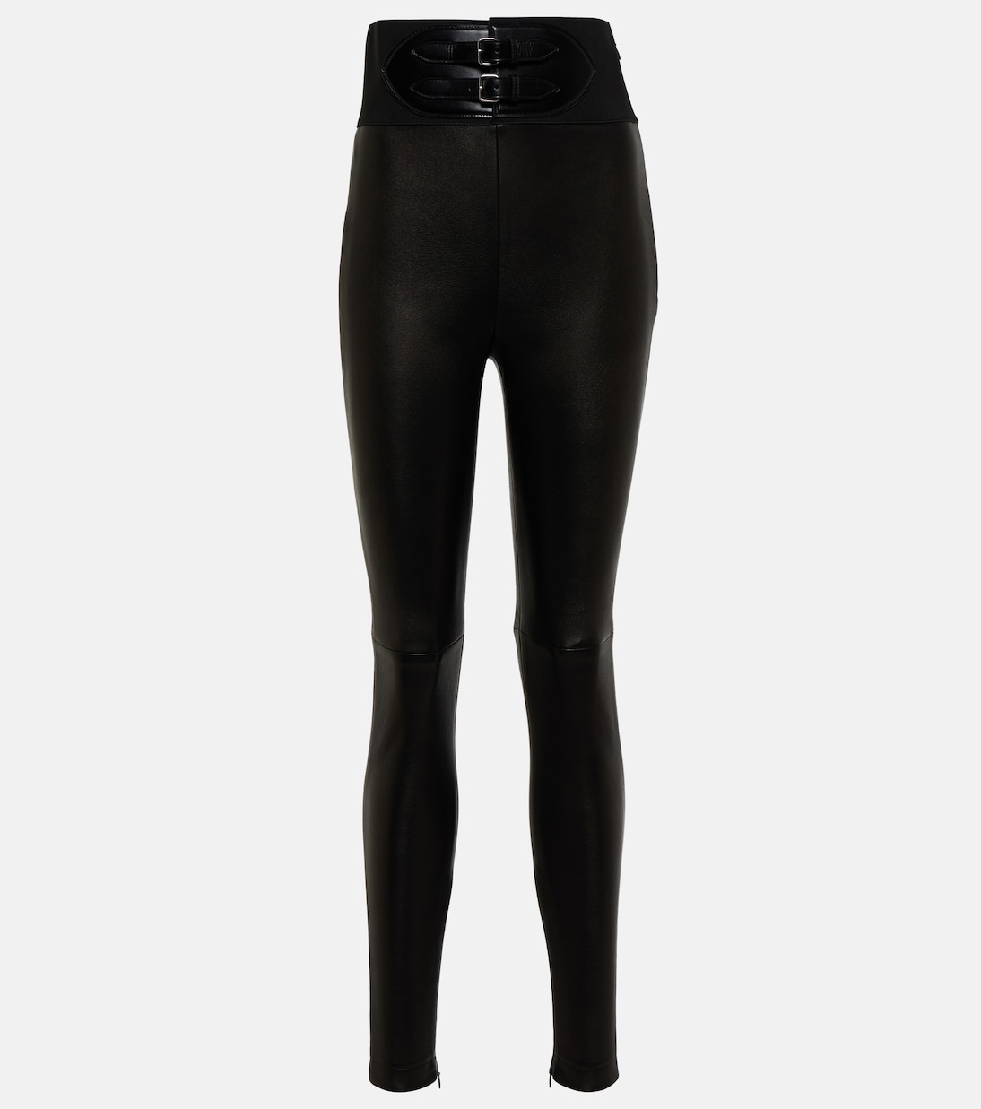 Legging à taille haute en cuir | Alaïa