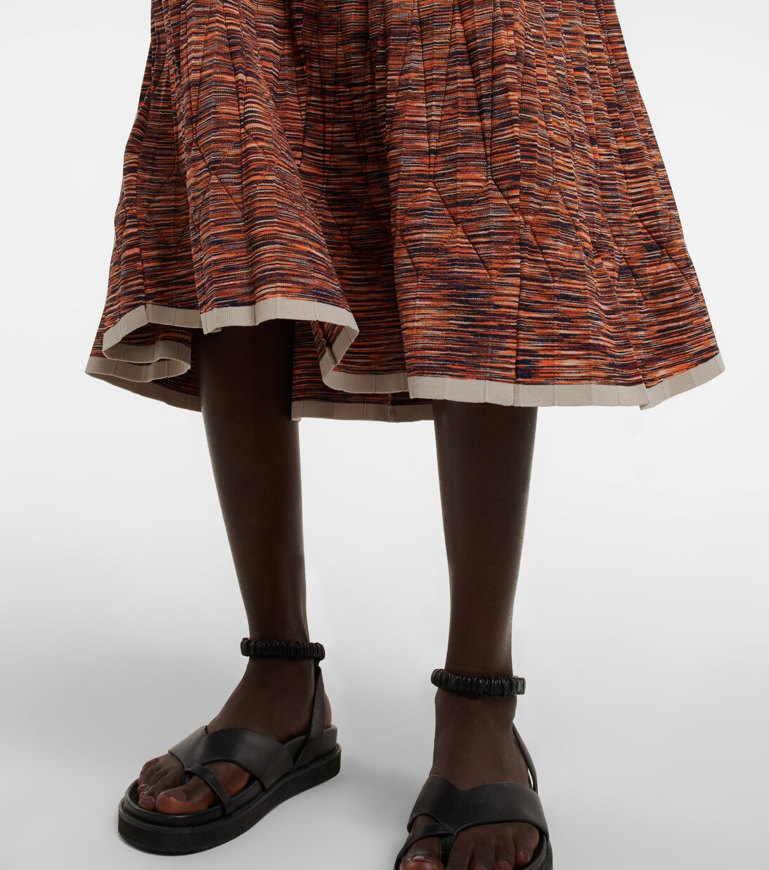 Space-dyed pleated knit midi skirt | Simkhai