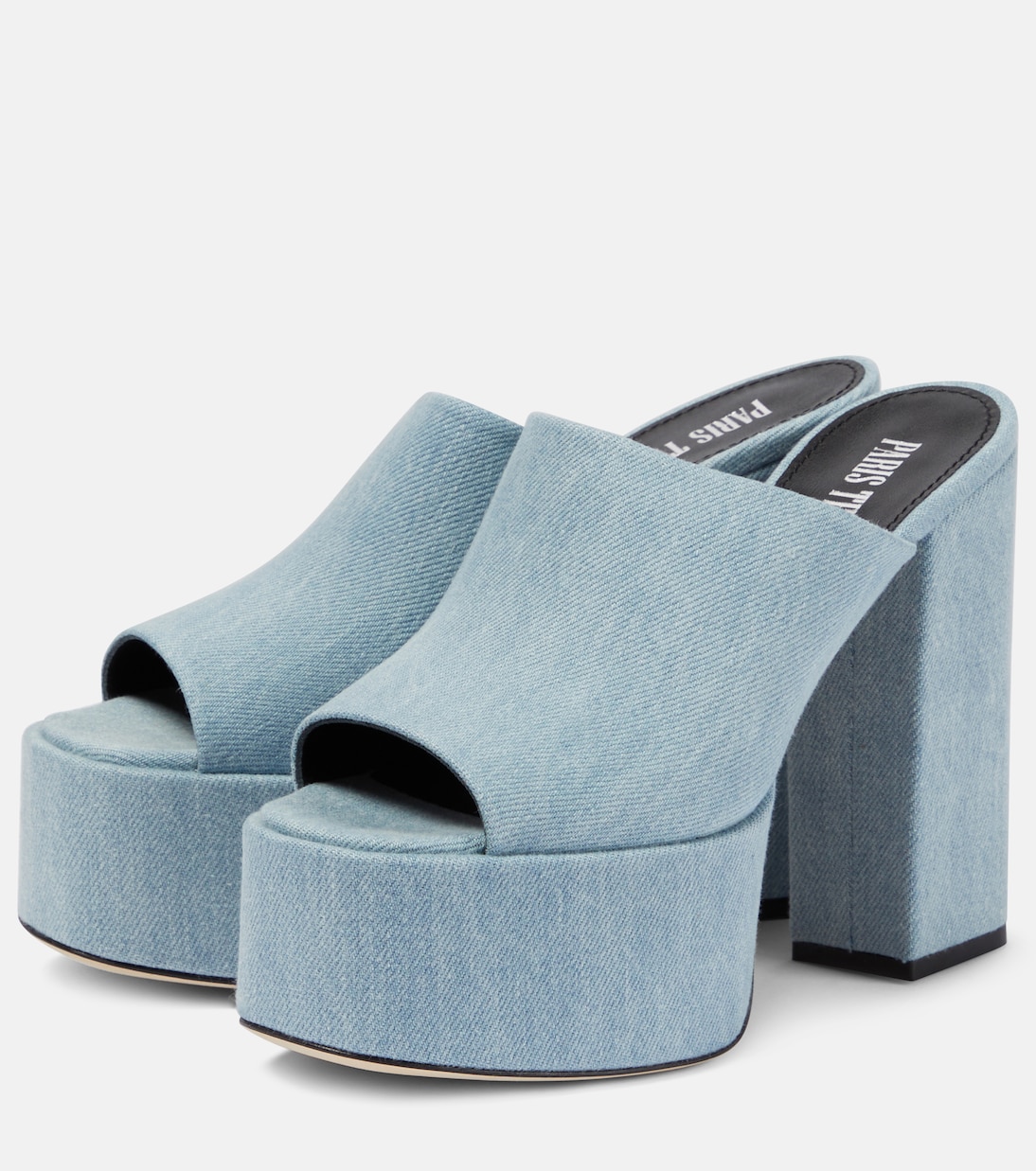 Plateau-Pantoletten Sasha aus Denim | Paris Texas