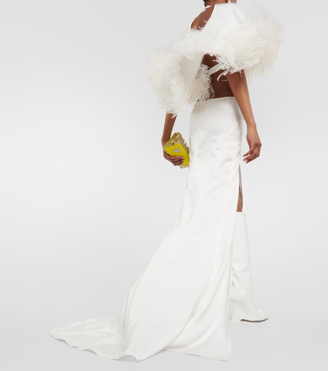 Abito lungo rifinito con piume | The Attico