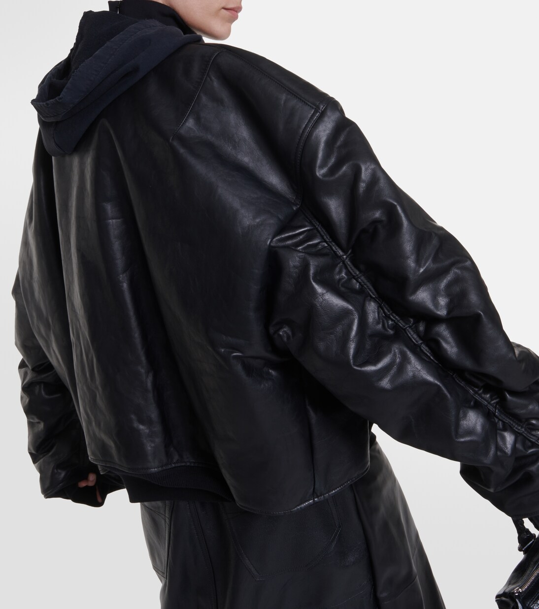 Oversized leather bomber jacket | Balenciaga