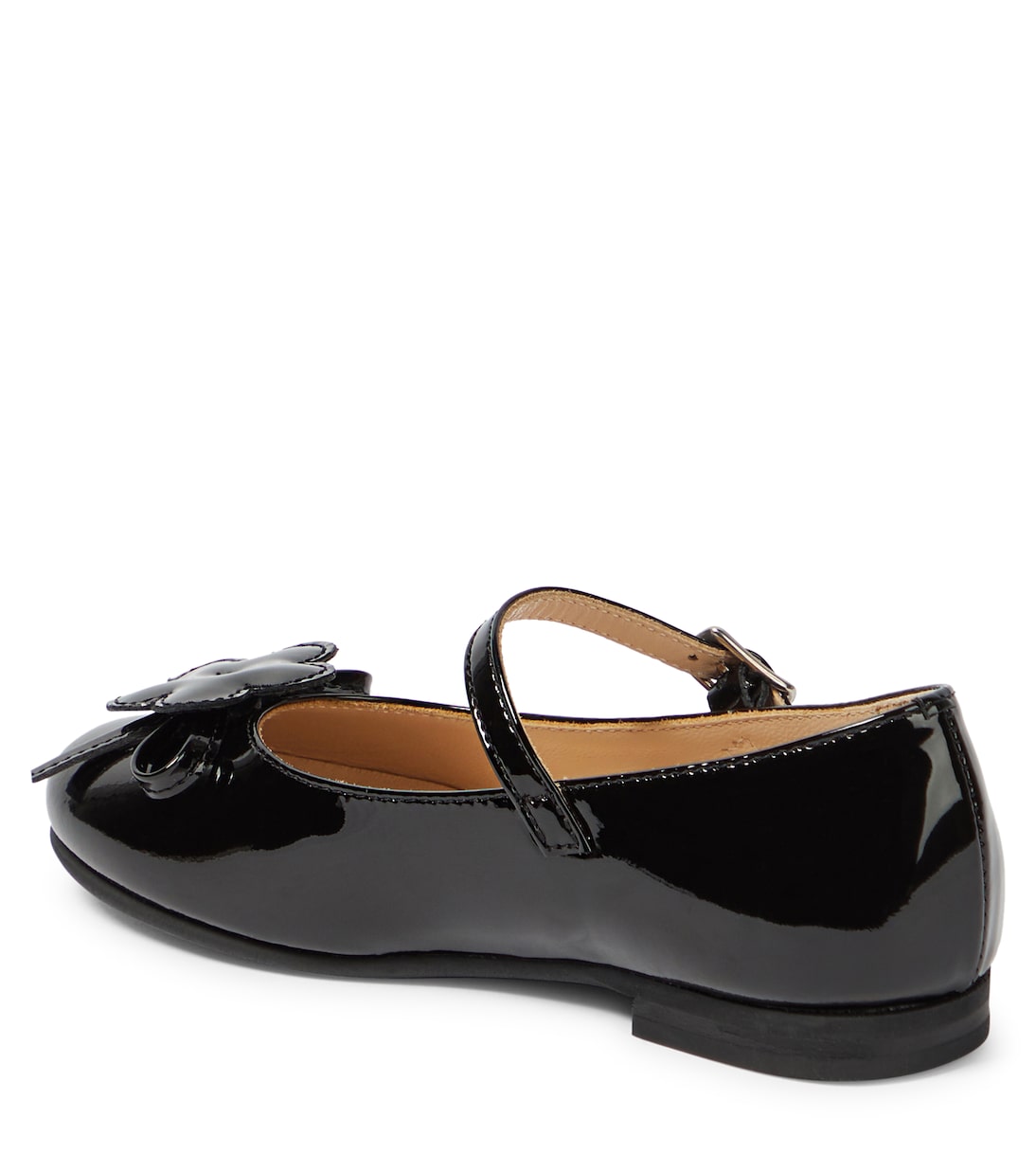 Floral-appliqué patent leather ballet flats | Il Gufo