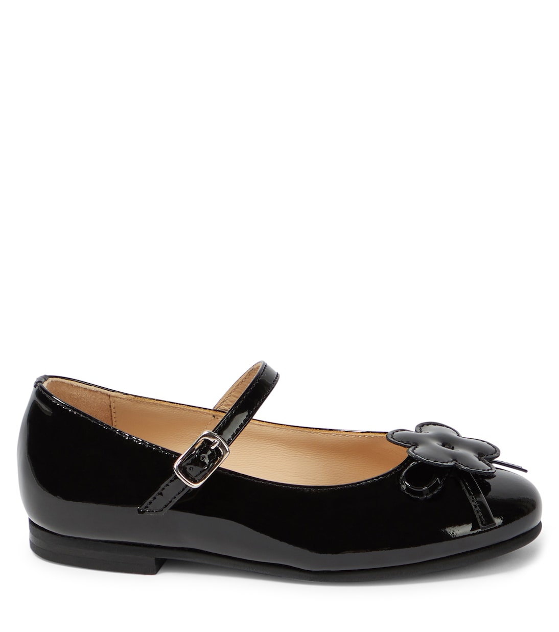 Floral-appliqué patent leather ballet flats | Il Gufo