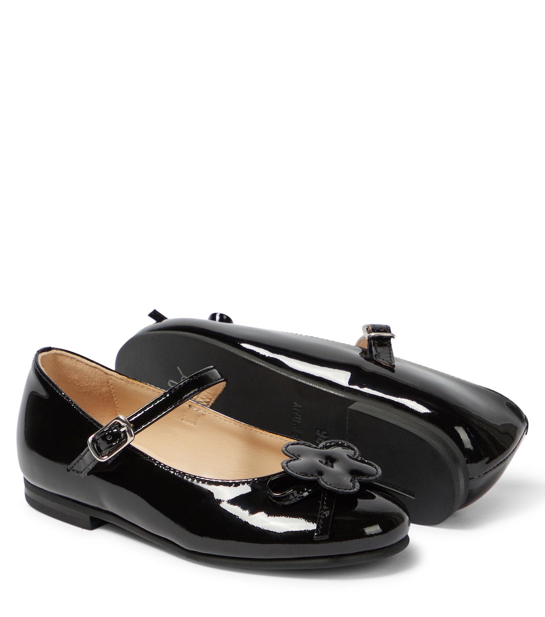 Floral-appliqué patent leather ballet flats | Il Gufo