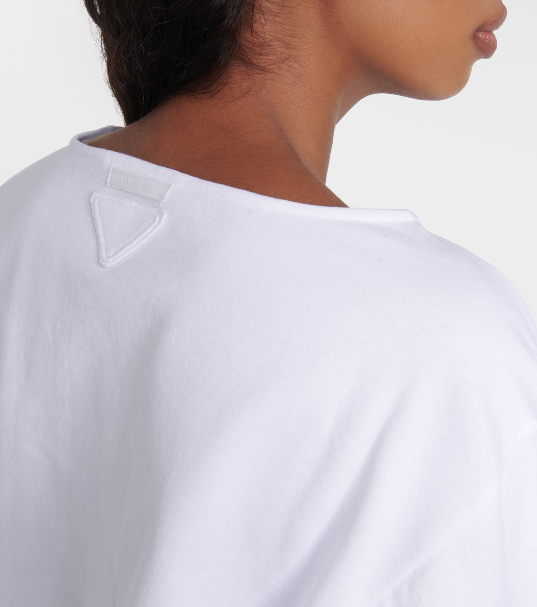 Top raccourci en coton à logo | Prada