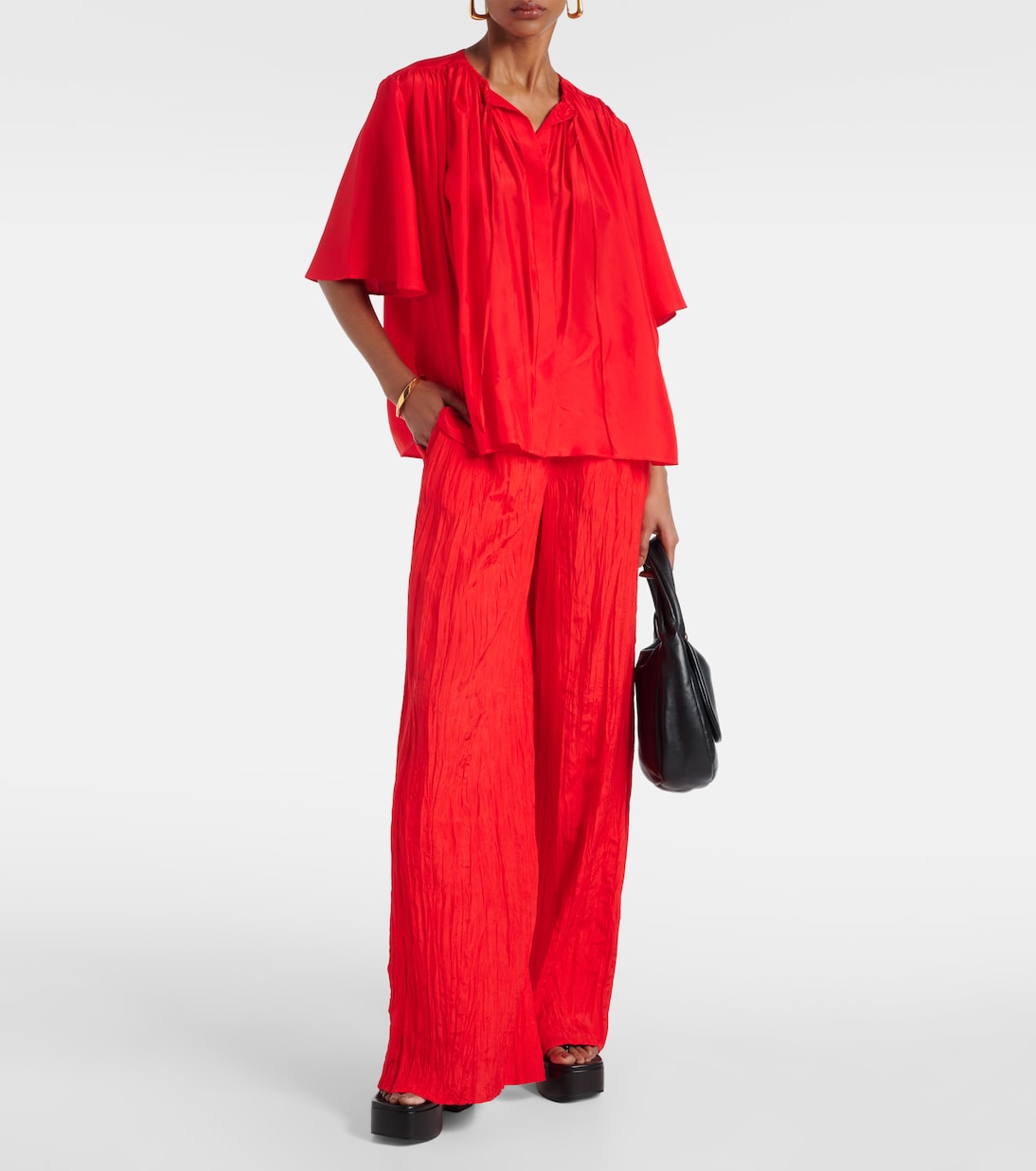 Pantalon ample Thoresby en soie | Joseph