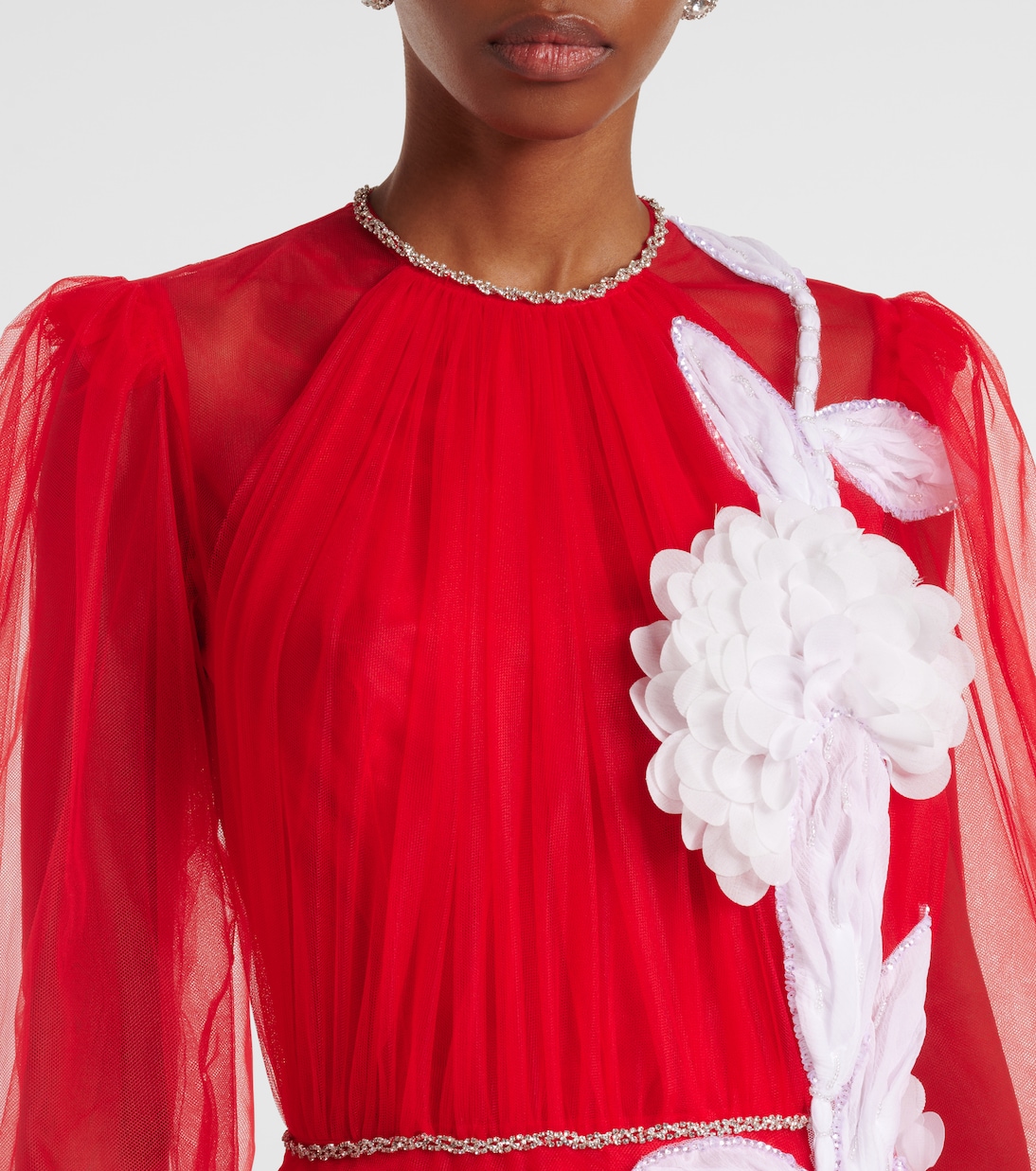 Floral appliqué tulle gown | Costarellos