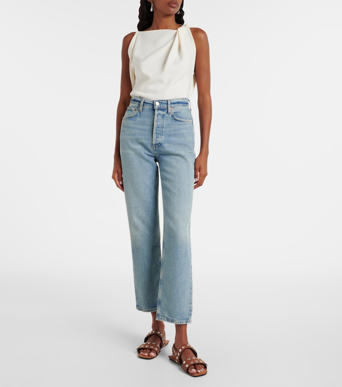 High-Rise Straight Jeans 90s Pinch Waist Crop | Agolde