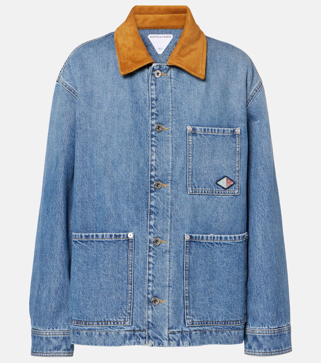 Padded suede-trimmed denim jacket | Bottega Veneta