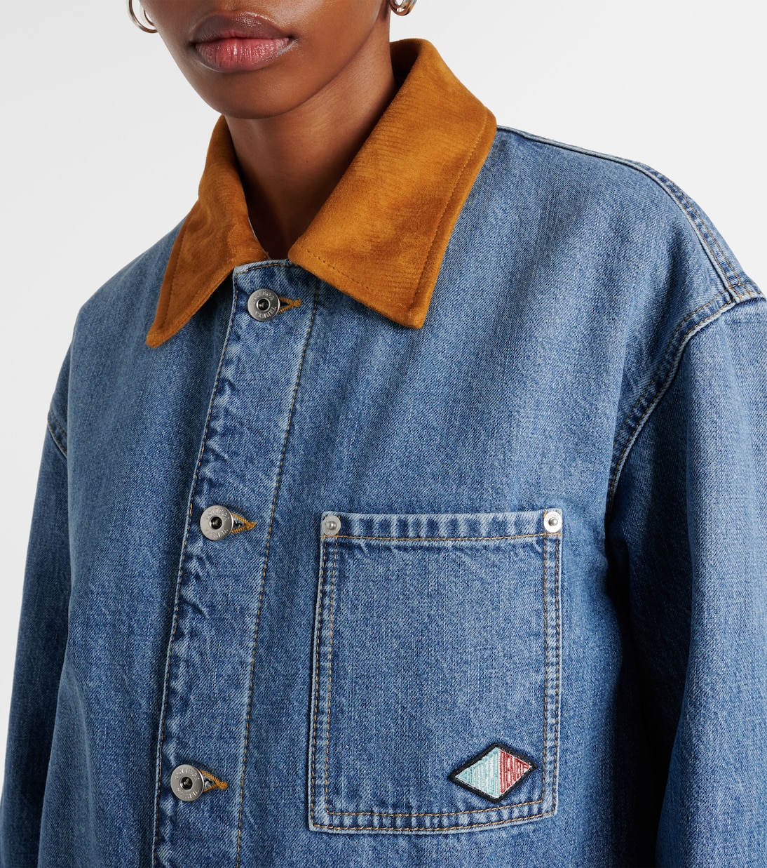 Padded suede-trimmed denim jacket | Bottega Veneta