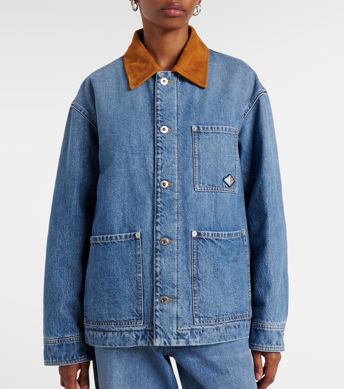 Padded suede-trimmed denim jacket | Bottega Veneta
