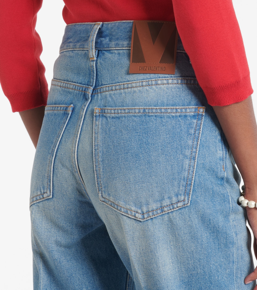 Jacquard-trimmed straight jeans | Valentino