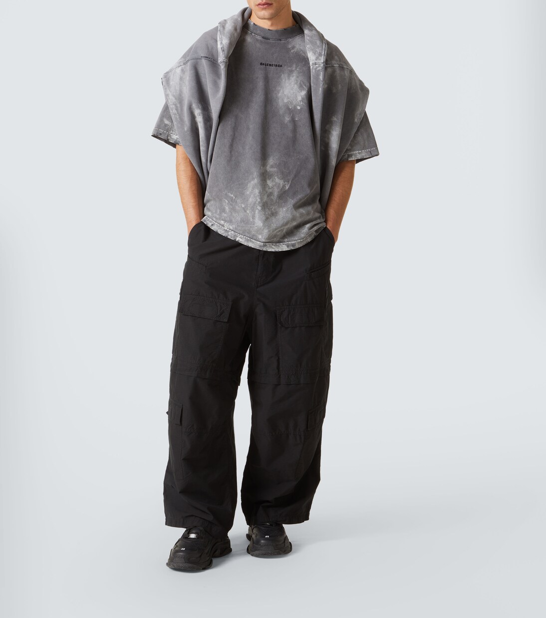 Distressed cotton-blend jersey T-shirt | Balenciaga