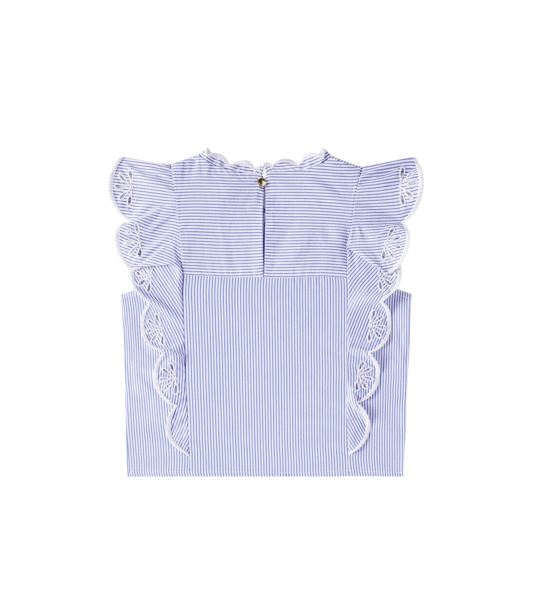 Embroidered striped cotton poplin top | Chloé Kids