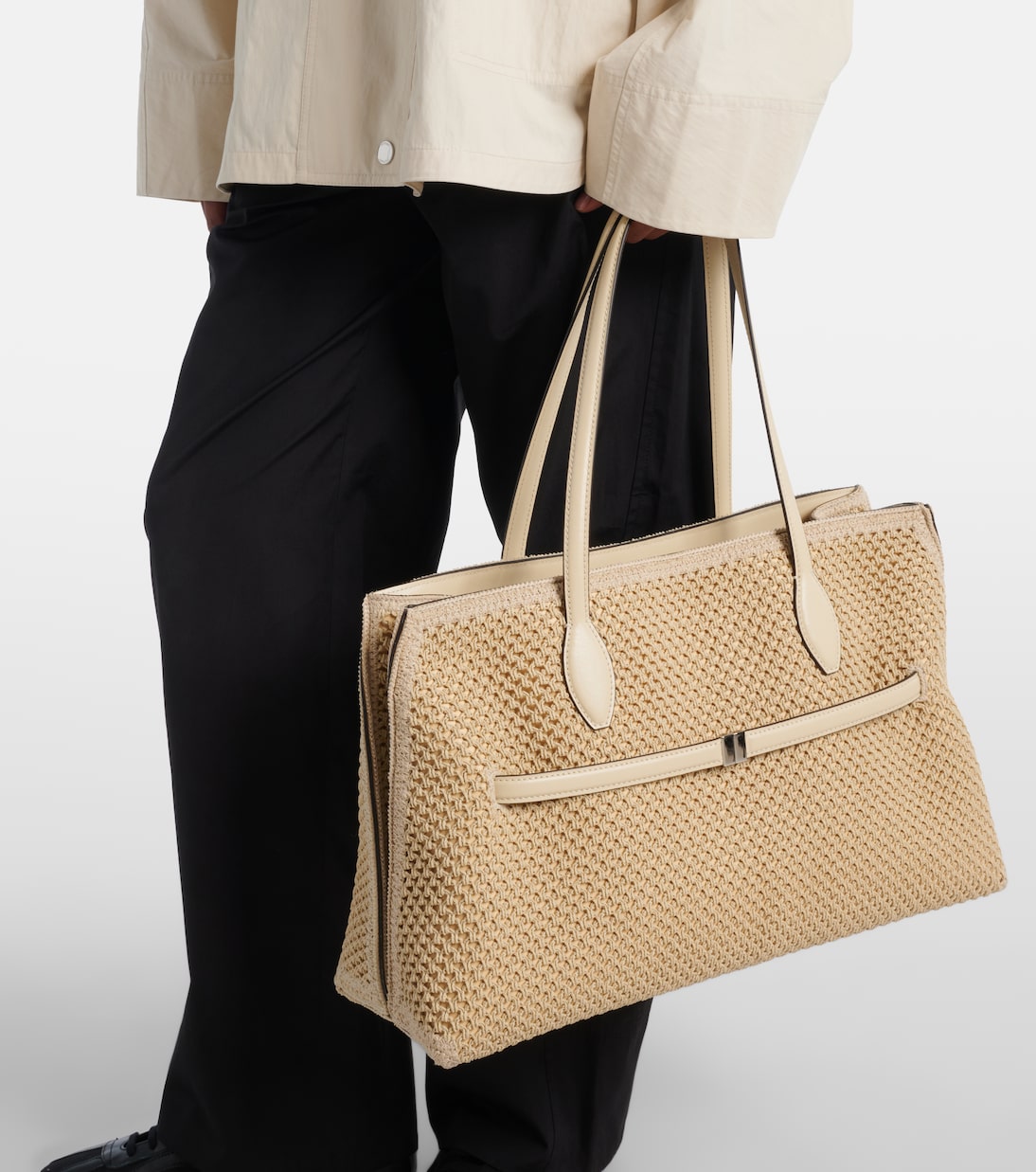 Lounge leather-trimmed tote bag | Toteme
