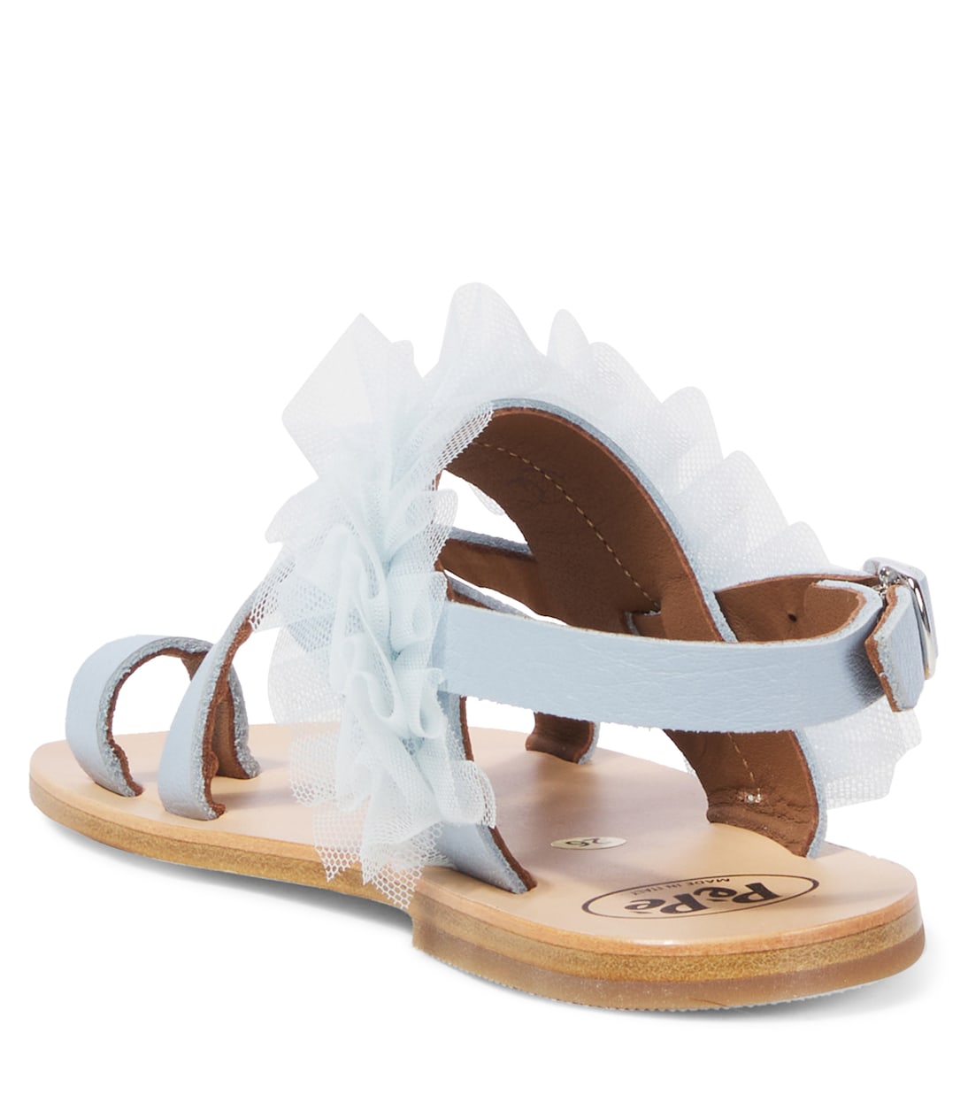 Tulle-trimmed leather snadals | PèPè