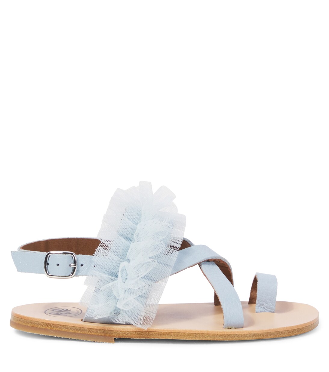 Tulle-trimmed leather snadals | PèPè