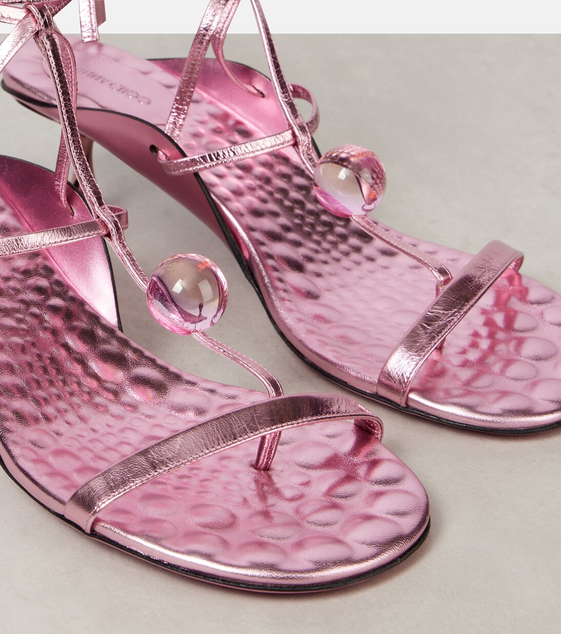 Zyra 50 metallic leather sandals | Jimmy Choo