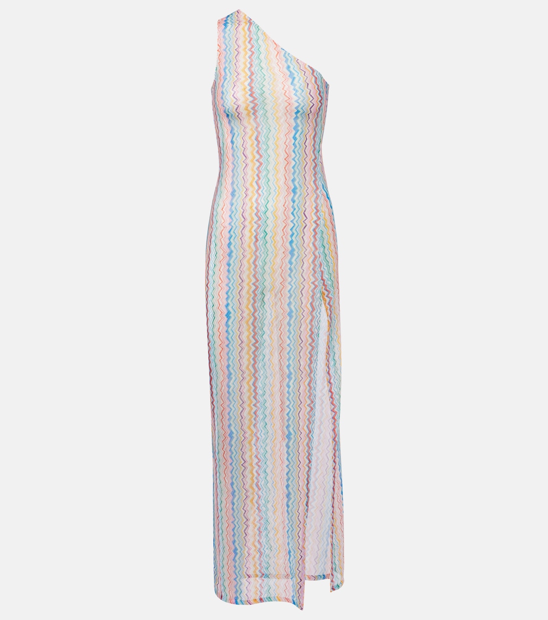 Zigzag sheer one-shoulder maxi dress | Missoni
