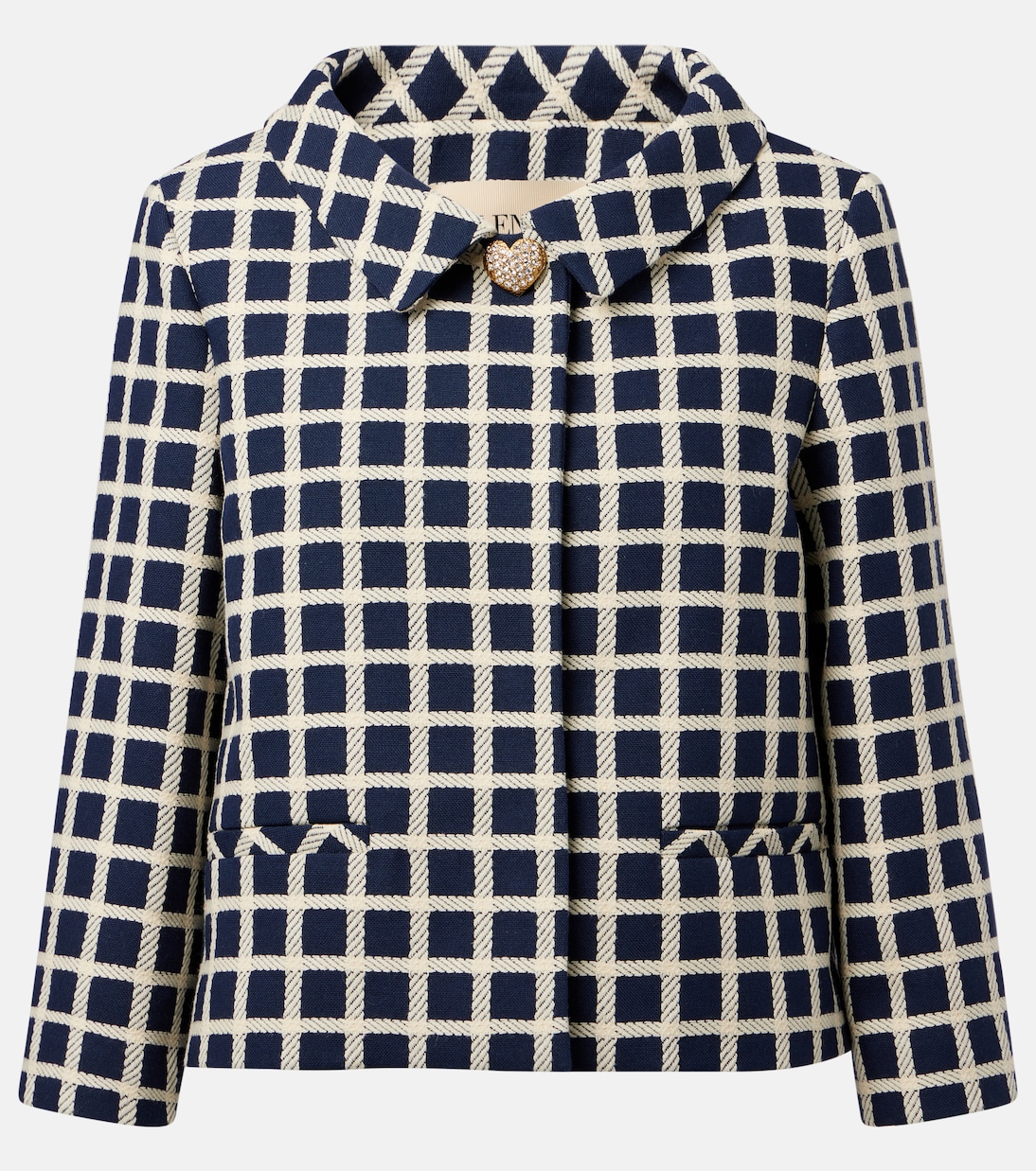 Checked wool and cotton-blend jacket | Valentino