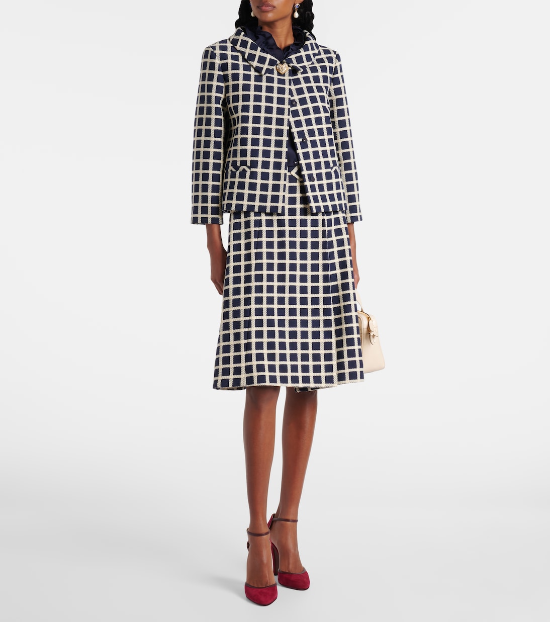 Checked wool and cotton-blend jacket | Valentino